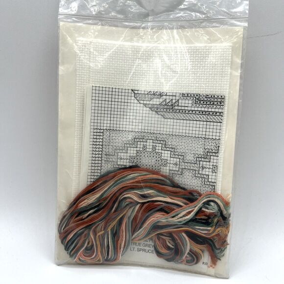 NEW 1989 Needleform Counted Cross Stitch Kit Framed 5x7 Southwest Step Pot #883 - Picture 5 of 7